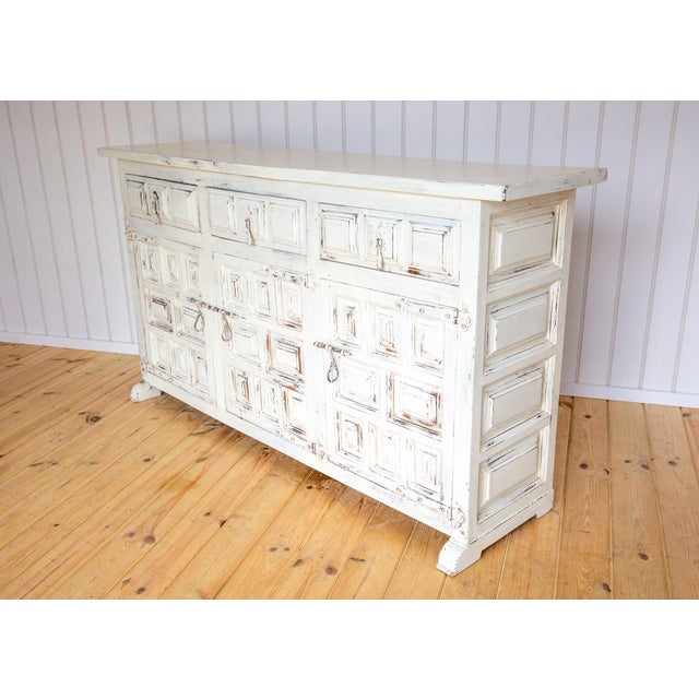 Baroque Vintage Spanish Sideboard in Oak, 1920s For Sale - Image 3 of 18