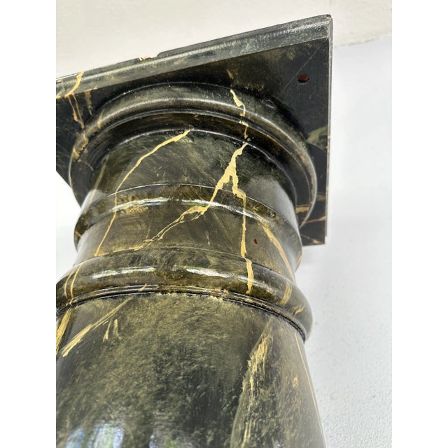 Pair of Tuscan Style Black Painted Faux Marble Columns For Sale In West Palm - Image 6 of 10
