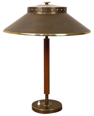 Swedish Brass and Teak Table Lamp by Boréns, 1940s