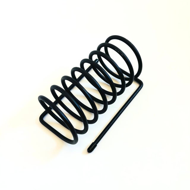 A wonderful vintage metal coil letter holder. Matte black finish to the metal. Perfect for using as a paper or mail...