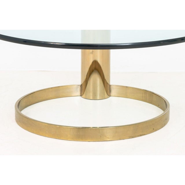 Modern Circular Glass Top Gilt Metal Coffee Table For Sale In New York - Image 6 of 8