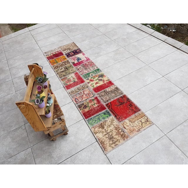 Mid 20th Century Anatolian Handknotted Wool Runner For Sale - Image 9 of 10
