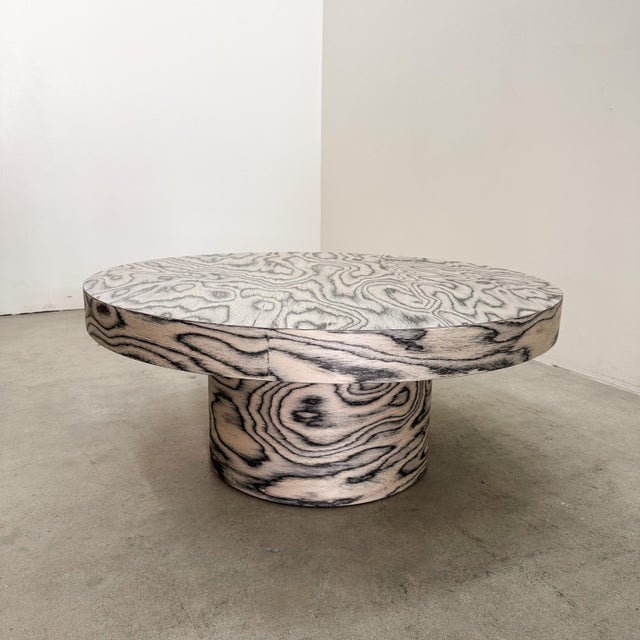 Wood Vintage 1980s Postmodern Round Coffee Table Memphis Milano For Sale - Image 7 of 10