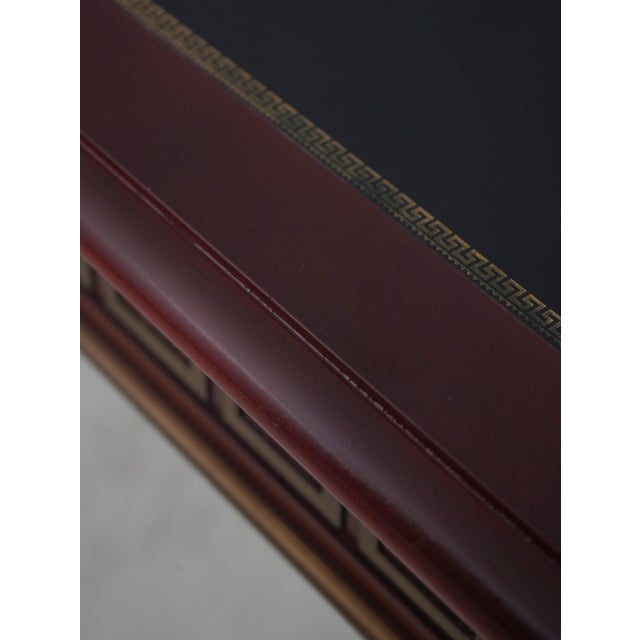 Kindel Leather Top Bamboo Form Leg Games Table For Sale - Image 10 of 15