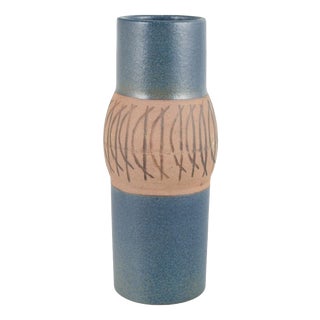 Cylindrical Stoneware Vase with Graphic Motif by Lisa Larson for Gustavsberg, 1960s For Sale