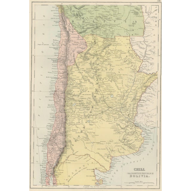 Antique Map of Chile, Argentina and Bolivia from Bartholomew, 1884 For Sale - Image 4 of 9