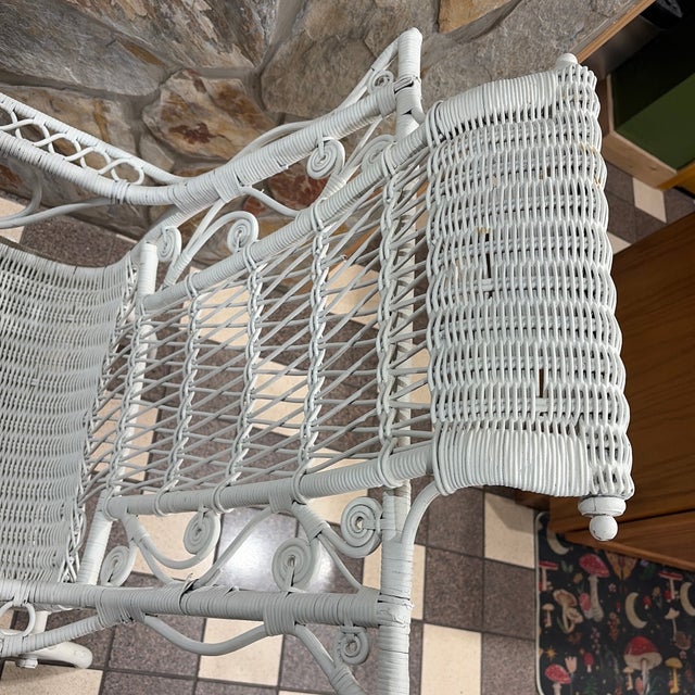 Early 20th Century Early 20th Century Heywood Wakefield Attributed White Wicker Platform Rocking Chair For Sale - Image 5 of 12