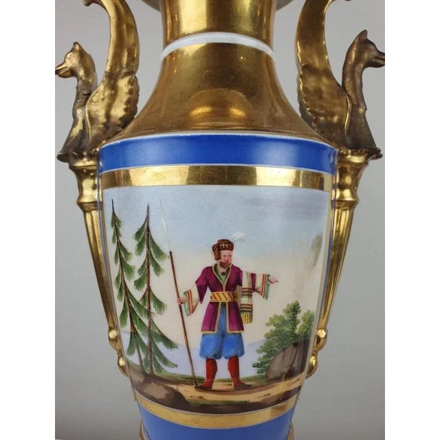 Empire Vases in Polychrome Porcelain For Sale - Image 10 of 11