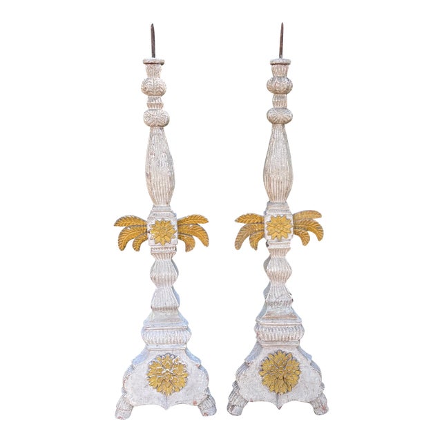 Pair of 19th Century Italian Baroque Style Candlesticks For Sale