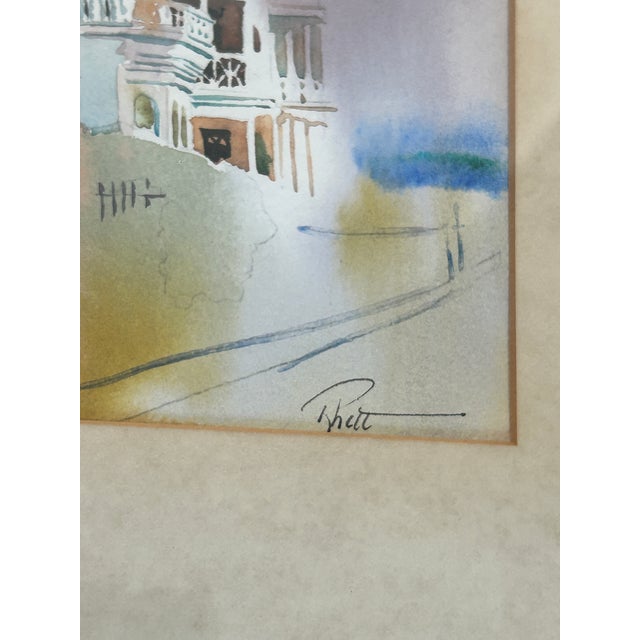 1990s Rhett Thurman “Rainy Battery 11” Original Charleston Watercolor — Signed & Framed For Sale - Image 11 of 11