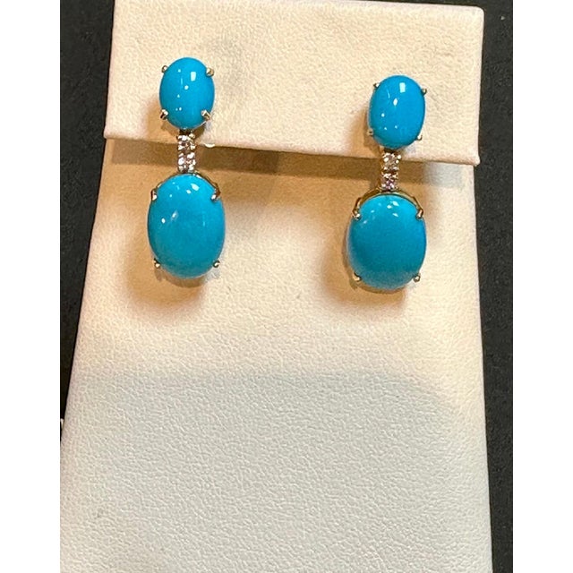 Gemstone 60ct Natural Sleeping Beauty Turquoise & Diamond Tennis Necklace & Earrings Set For Sale - Image 7 of 18