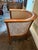 Donghia Donghia Hard‑Shell Barrel Chair – Leather Seat & Patterned Textile Interior For Sale - Image 4 of 9