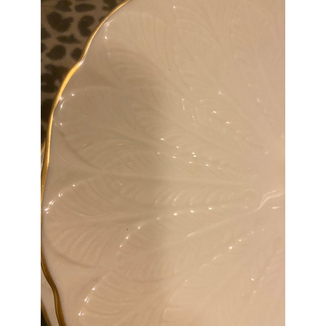 1960s Lenox Porcelain Leaf Two-Tier Serving Stand With Brass Handle For Sale In Savannah - Image 6 of 7
