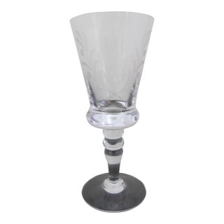 King Gustav III Hovmantorp Sweden Etched Crystal 6 3/4" Red Wine Stemware Glass For Sale