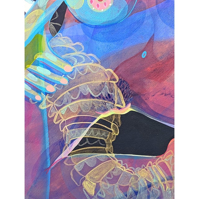 Cecilia Beaven Contemporary Abstract Green and Pink Biomorphic Double Alligator Figure Painting, 21st Century For Sale - Image 9 of 10