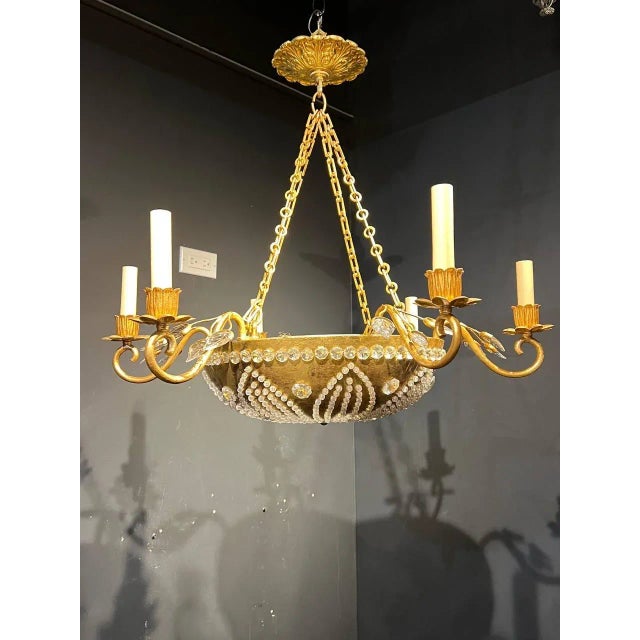French 1940’s Bagues Beaded Crystal Light Fixture For Sale - Image 3 of 7