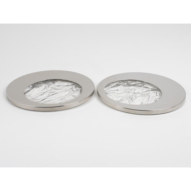 1970s Willy Rizzo Style Ice Effect Lucite and Chrome Coasters, 9 pieces For Sale - Image 10 of 13