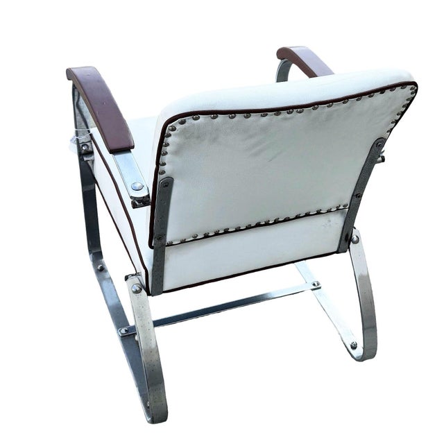 1930s Streamline Art Deco Chrome Tubular Speed Lounge Club Chair, Lloyd Manufacturing Attributed For Sale In Los Angeles - Image 6 of 7