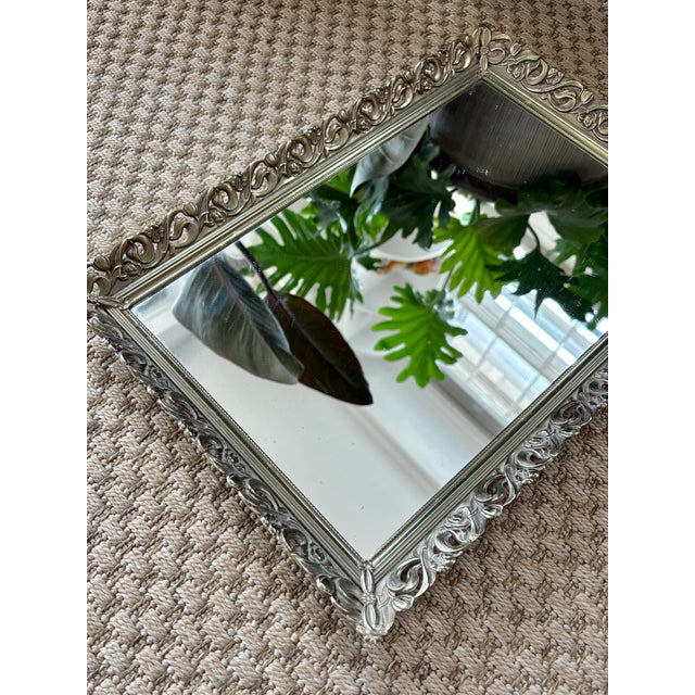 Metal Late 20th Century Silver Plated Mirrored Tray For Sale - Image 7 of 8