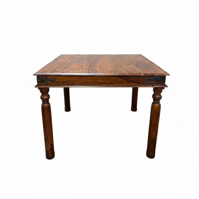 Mid-Century Modern 1990s Transitional Solid Wood Square Dining Table For Sale - Image 3 of 4