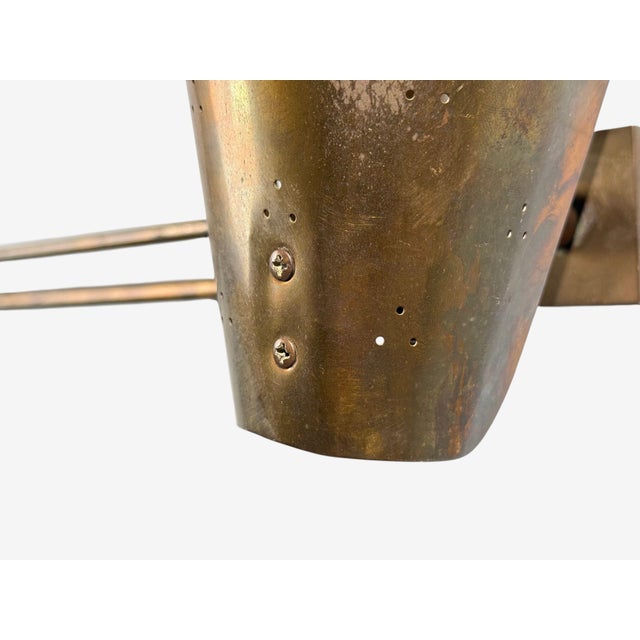 Paavo Tynell Style, Large Double Wall Sconce, Pierced Brass, Finland, 1950s For Sale - Image 11 of 12