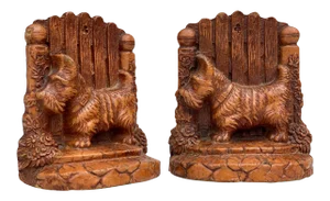 Vintage Farmhouse Scottie Dog Resin Bookends by Syroco - a Pair