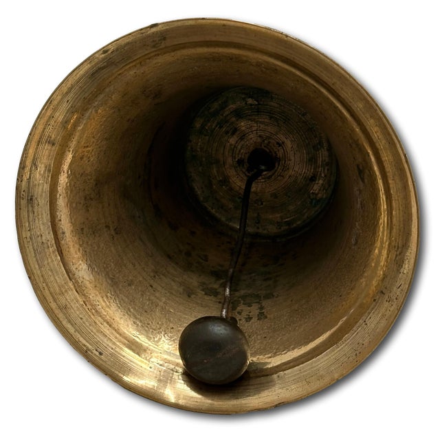 Unusually Very Large Size Antique American Brass Schoolhouse Bell - Circa Mid 19th Century For Sale - Image 16 of 18