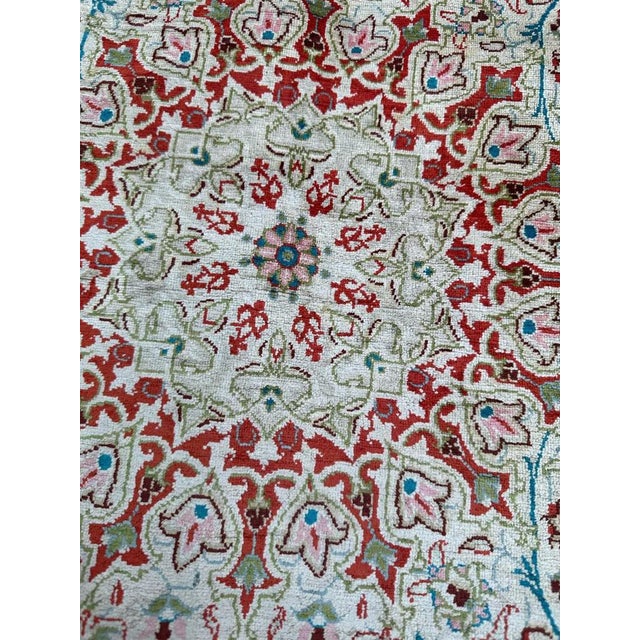 Small Vintage Silk Qom Rug, 2000s For Sale - Image 12 of 17