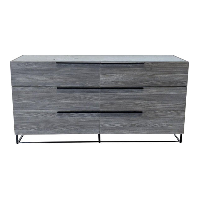Modrest Modern 6-Drawer Dresser in Gray Wood Finish For Sale