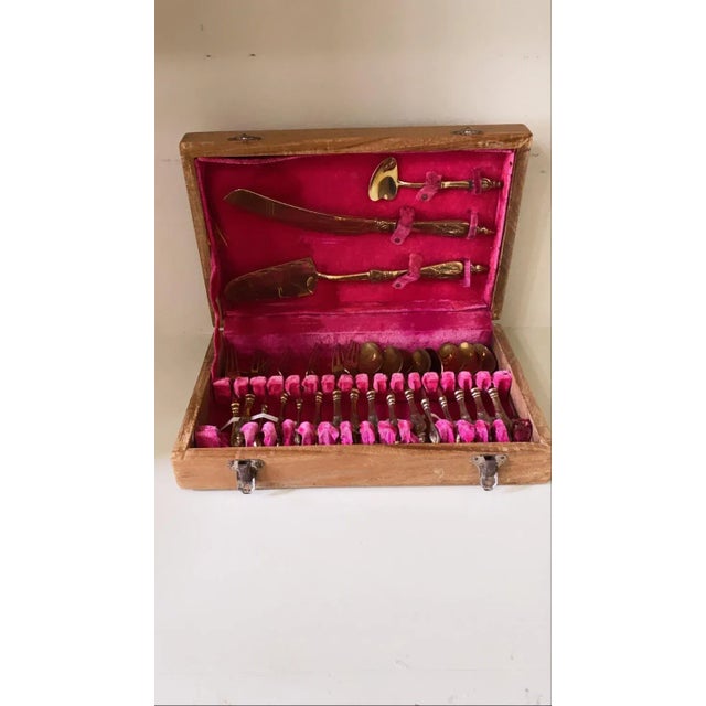 1950s Vintage James Thailand Nickel Bronze Dessert Utensils with Elephant Heads- 19 Pieces For Sale - Image 5 of 13