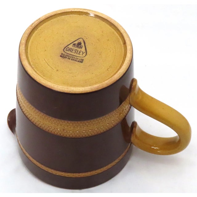 Vintage Mid Century Gresley Mocha Ware Pottery Measuring Pitcher by t.g