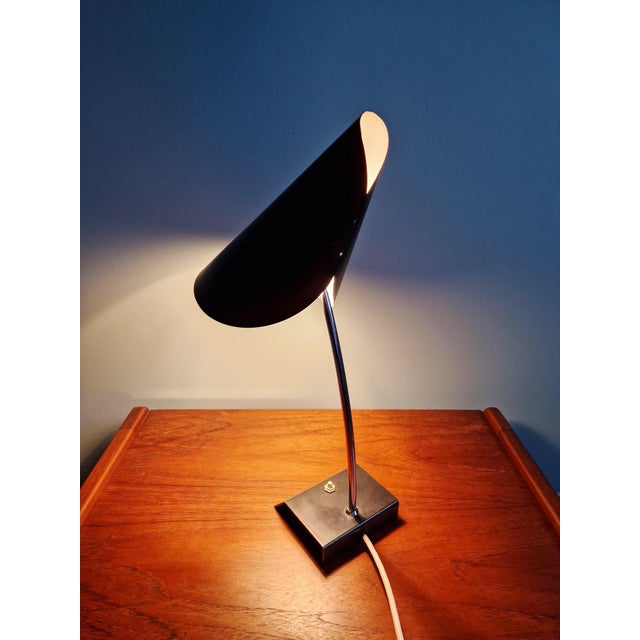 Desk Lamp in Chromed Metal and Black Lacquer by Josef Hurka for Napako, 1950 For Sale - Image 6 of 15
