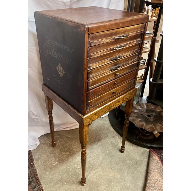 Antique 1930s German Gutermann Haberdashery Thread Cabinet on Raised Stand For Sale - Image 13 of 14