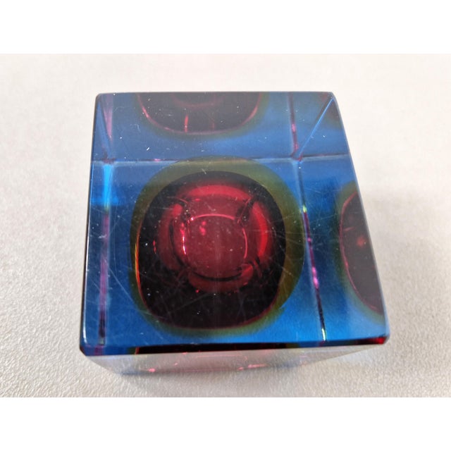 Murano Sommerso Glass Cube by Flavio Poli, 1960s For Sale - Image 9 of 12