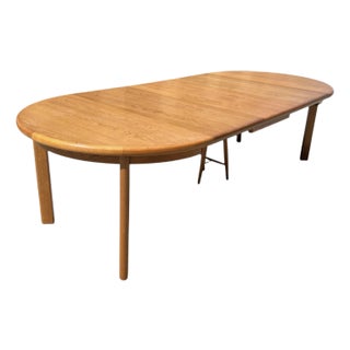 Mid-Century Danish Modern Teak Oval Dining Table With Three Leaves, C. 1960s For Sale