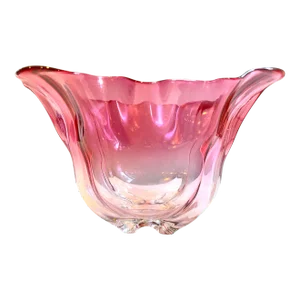 1920s Frederick Carder Steuben Antique Scalloped Art Glass Centerpiece Bowl Grotesque