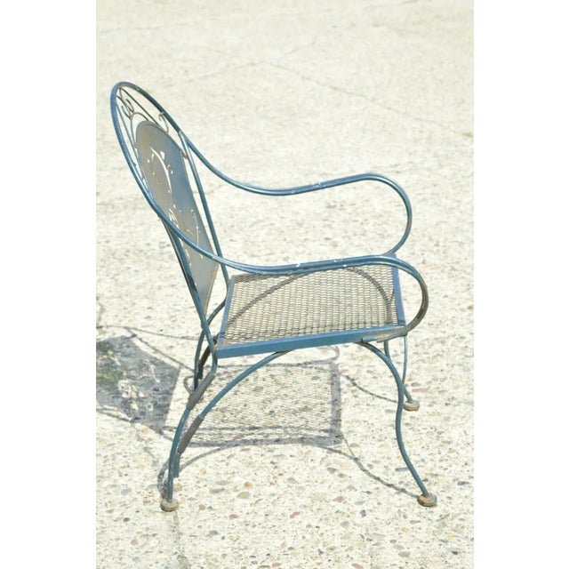 Mid 20th Century Wrought Iron Pierced Rose Garden Patio Dining Chair For Sale - Image 12 of 12