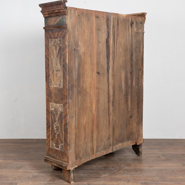 Original Hand-Painted Austrian Pine Two Door Armoire Dated 1785 For Sale - Image 18 of 18