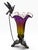 Art Nouveau Vintage Hummingbird Flower Art Glass Table Lamp | Purple & Amber | Made in India For Sale - Image 3 of 7