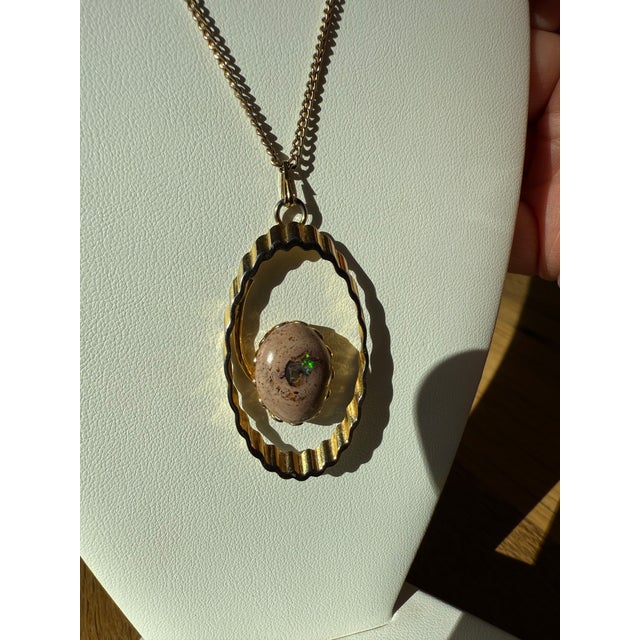 Mid 20th Century Mid 20th Century Mexican Cantera Fire Opal Pendant Necklace For Sale - Image 5 of 5