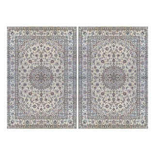 Hand-Knotted Middle Eastern Nain Rug in Wool & Silk For Sale