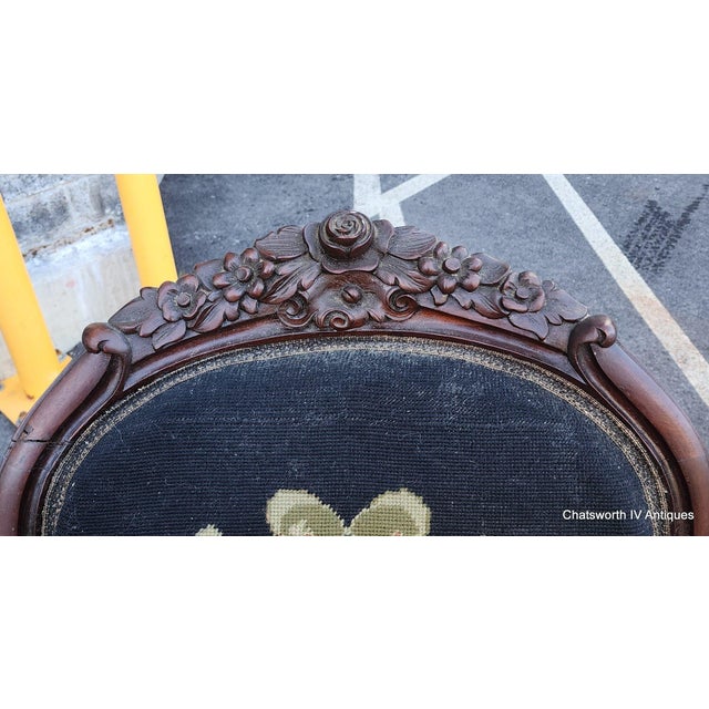 Chai has some older repairs to frame. worn material but very useable. wood frame will need cleaning and polishing....