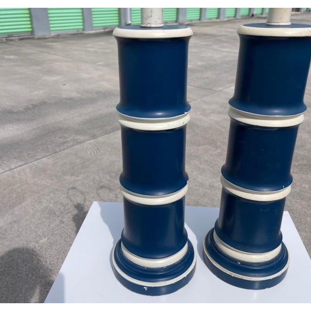 Hollywood Regency Faux Bamboo Table Lamps, a Pair For Sale In West Palm - Image 6 of 10