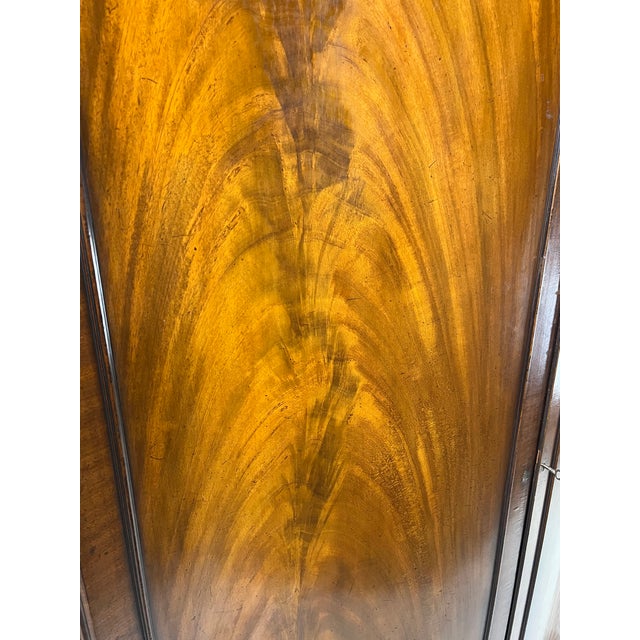 Late 19th Century Antique George III Style Flame Mahogany Serpentine Wardrobe For Sale - Image 5 of 13