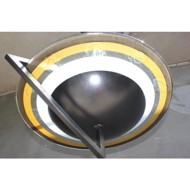 Italian Handmade Suspension Lamp in Wrought Iron and Colored Glass by Daniela Puppa, 1970s For Sale - Image 4 of 11