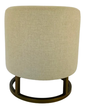Theodore Alexander Modern Beige Linen Bea Ottoman