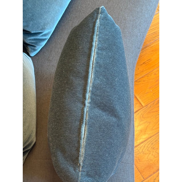 Custom Design Blue Velvet Pillows, Set of Three For Sale - Image 4 of 12