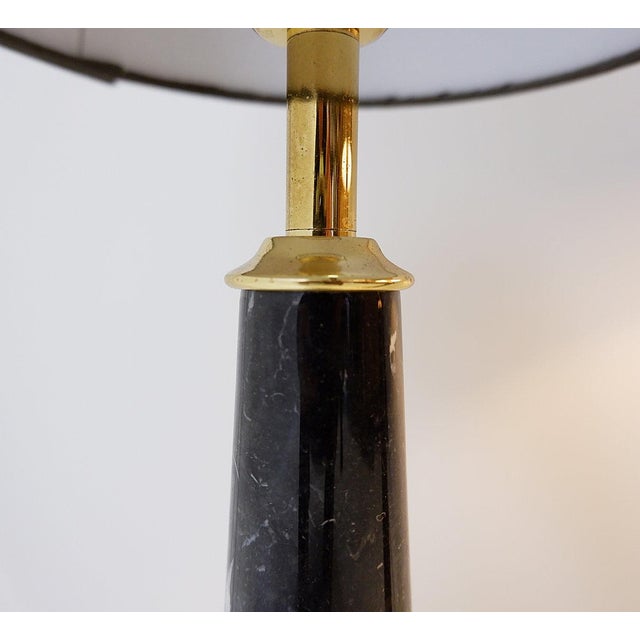 Metal Brass Table Lamps with Black Marble Column, Set of 2 For Sale - Image 7 of 11