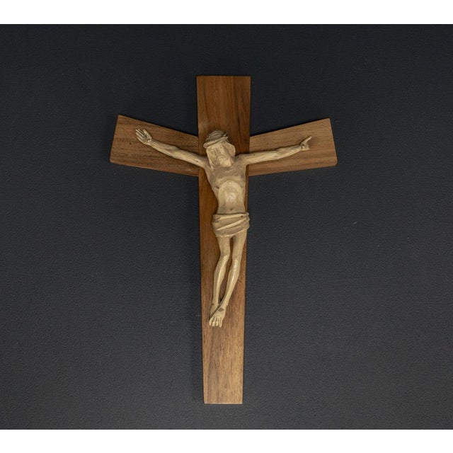 Brutalist Wooden Cross with Christ Figure, 1950s For Sale - Image 9 of 11