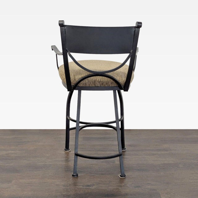 2000 - 2009 Wrought Iron Bar Stool With Upholstered Seat For Sale - Image 5 of 8